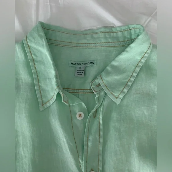 Martin Gordon Men's XL 100% Linen Button Down Long Sleeve Shirt - Picture 3 of 10